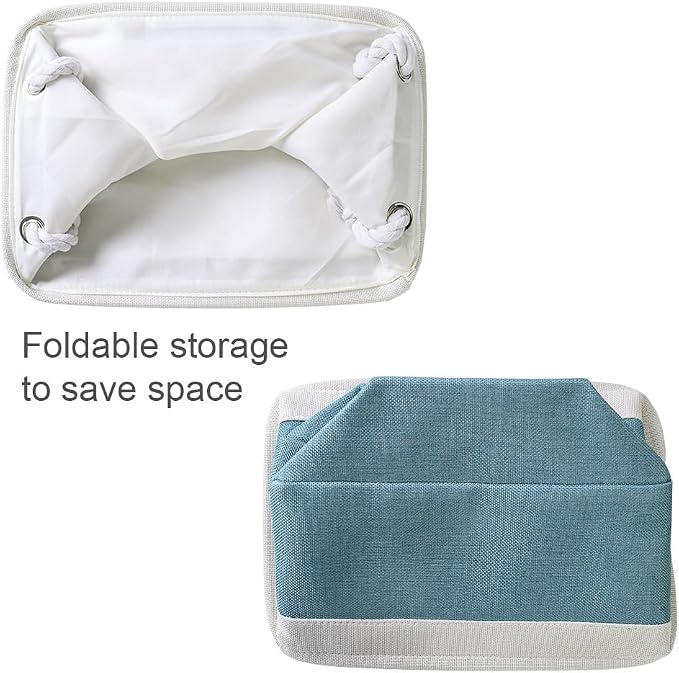 TheWarmHome Fabric Storage Bin with Handles,Storage Basket for Home Storage and Organization, Shelf Basket with Cover for Living Room Bedroom Closet（White & Green Medium 13.8L×9.8W×6.7H - Image 7