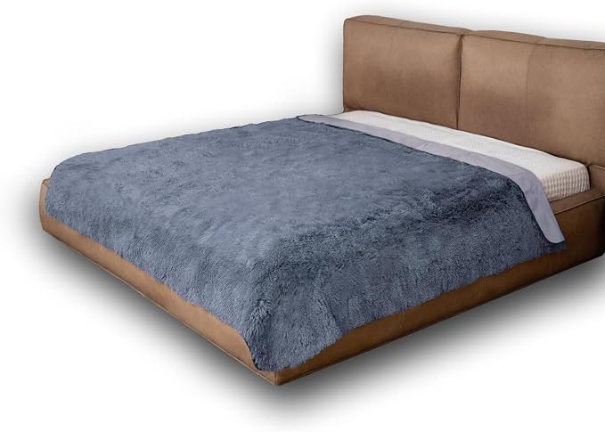 Dogs/Cats Bed Mats, Dog Pad Washable Removable Couch Cover with Anti-Slip Back, Plush Long Fur Mat, Perfect for Small, Medium and Large Dogs.(Navy Blue, 82"x82") - Image 6