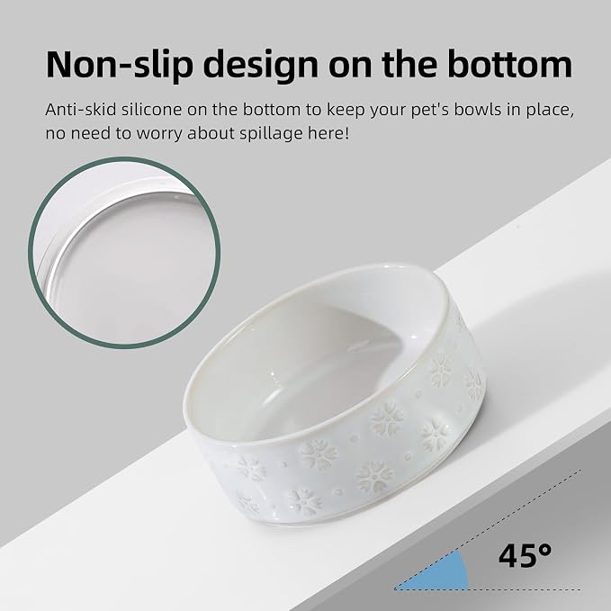 Havniva Elevated Dog Bowls, Ceramic Raised Dog Bowl with Stand | 5.1” Dog Food Bowls Elevated, Dog Food and Water Bowl Set, Non-Slip Acacia Wood Stand, Small Dogs Bowl, 1.6 Cups 13.5 oz - Image 3