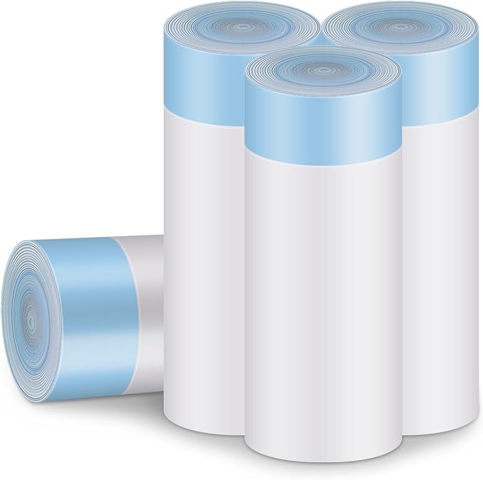 Cat Litter Bags, 80 Pieces Litter Box Liners for Automatic Cat Litter Box Self Cleaning, 4 Rolls 18 x 18 inches Robot Drawstring Bags, White - Image 5