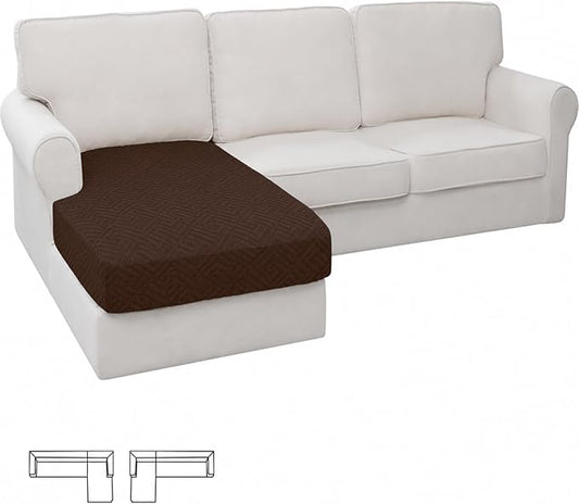 XINEAGE Chaise Cover for L Shaped Sofa,Sectional Couch Covers for Pets,Non Slip Sofa Seat Cover Washable,Sofa Slipcovers with Elastic Bottom(1 Piece Chaise Cover,Coffee) by XINEAGE