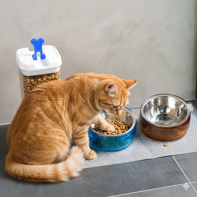 Felli Pet Oblik Acrylic Raised Dog Food Water Bowl Stainless Steel Slanted Oval Dish for Short Leg Puppy & Small Medium Pet, Elevated Tilted Metal Feeder(Gold, 1.5 Cups Oval Dish) - Image 2
