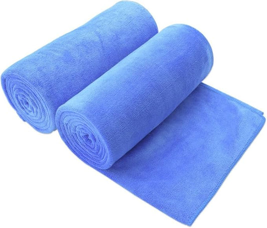 JML Microfiber Bath Sheet Towels, Blue, 35" x 70", 2 Pack | Hanging Loop, Oversized, Soft, Super Absorbent, Fast Drying, For Body, Sports, Fitness, Yoga by JML