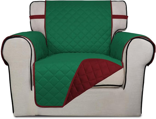 PureFit Reversible Chair Sofa Cover Dog Couch Covers for Sofa, 25.5 in | Green/Red, Water Resistant Couch Protector, Washable Pet Couch Cover with Non Slip and Elastic Straps For Kids by PureFit