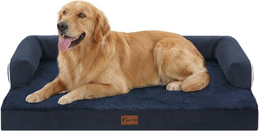 Orthopedic Dog Bed for Extra Large Dogs, 41x27in, Navy Blue | Orthopedic Foam Relieves Joint Pressure, Bolsters Supports Head And Neck, Washable Cover, Non-Slip Bottom by CasaPaw