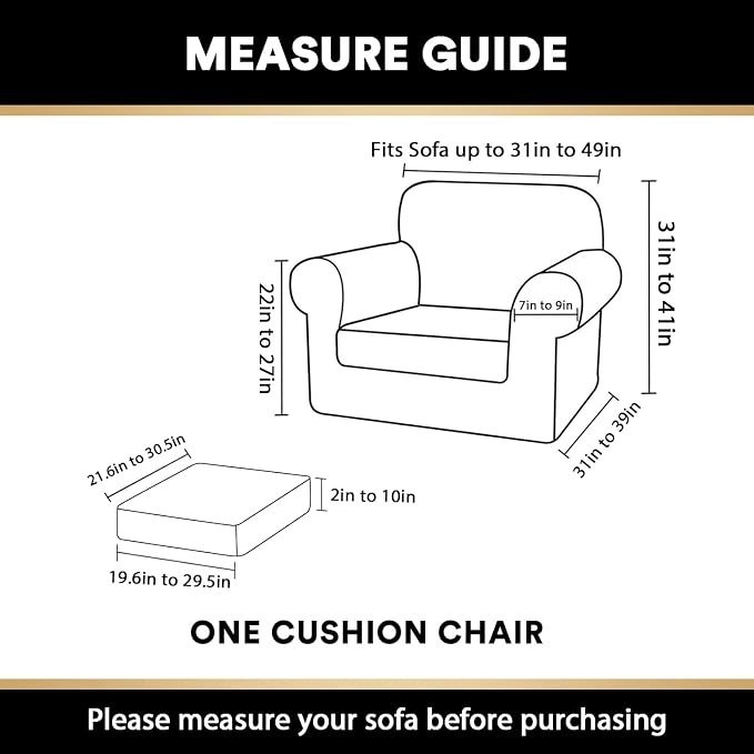 PrinceDeco Velvet Plush Couch Cover Stretch 2 Piece Chair Cover Chair Slipcover Washable Furniture Protector Couch Soft with Elastic Bottom Armchair Cover Width Up to 49 Inch(Small, Bronze Brown) - Image 2