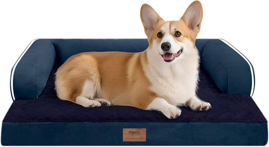 MEKIY Orthopedic Waterproof Dog Bed Pet Couch with Bolster for Medium Dogs | Pillow Support for Neck Relief, Egg Crate Foam, Waterproof Liner, Anti-Slip Bottom, Machine Washable Cover, 30 x 22 Inch by Mekiy