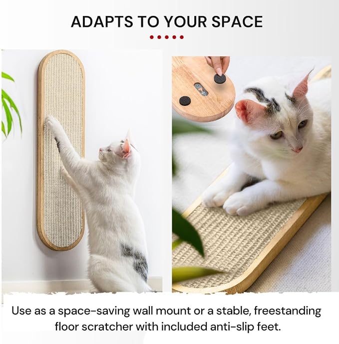 7 Ruby Road Cat Wall Scratcher, Indoor Sisal Scratch Pad Board | Aesthetic Cat Scratcher, Wall-Mount or Floor Use, Solid Rubberwood Frame, Helps Protect Furniture - Image 4