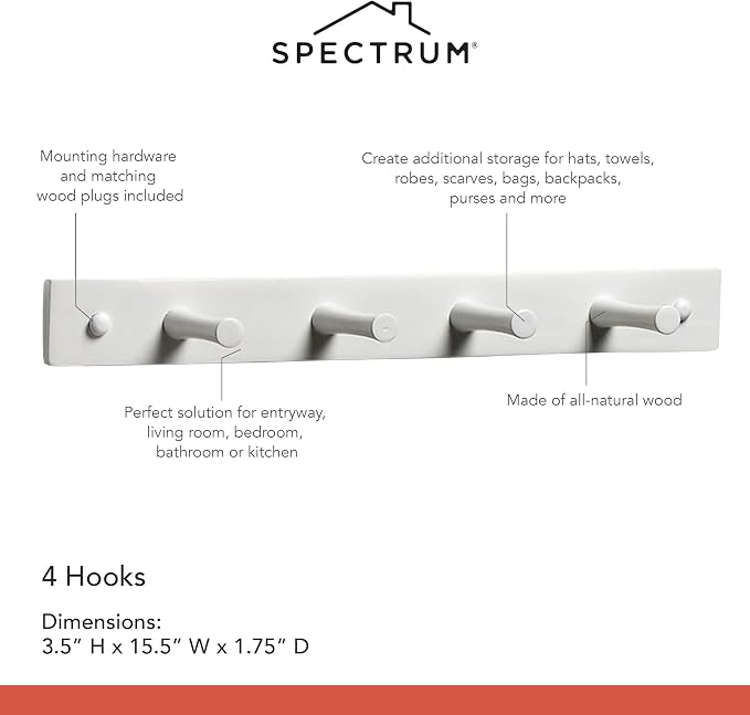Spectrum Diversified 4 Peg Rack Finish: White (Pack of 6) - Image 6