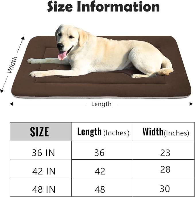 Extra Large Dog Bed Soft Dog Crate Pad Mat, 48 in Non-Slip Bottom Washable Dog Sleeping Mattress Pet Beds Cat Bed Kennel Pad, Dark Brown - Image 6