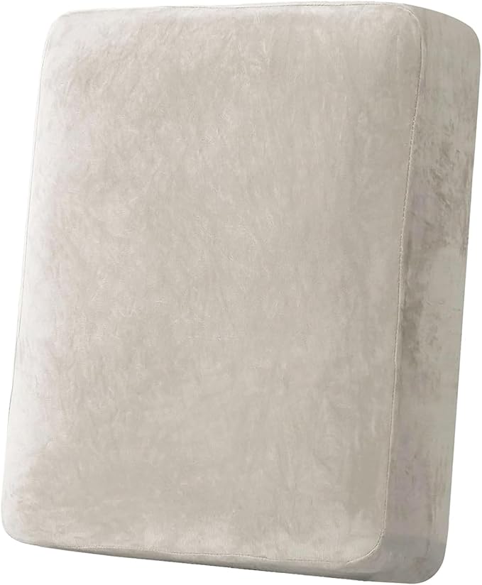 H.VERSAILTEX Velvet Stretch Couch Cushion Cover Plush Cushion Slipcover for Chair Cushion Furniture Protector Seat Cushion Sofa Cover (1 Piece Armchair Cushion Covers, Oatmeal) by HVERSAILTEX