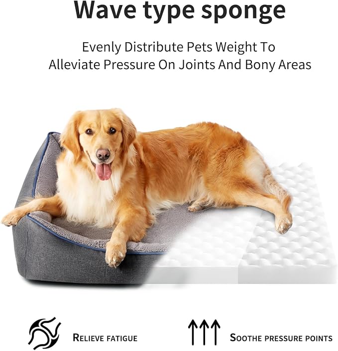 Tidore Orthopedic Dog Beds for Medium Dogs, Durable Egg Crate Foam Sofa Dog Bed wit Washable Removable Cover,Waterproof Lining,Pet Bed for Large Dogs (Dark Grey-Velvet, 39.4" L x 31.5" W x 7.4" Th) - Image 5