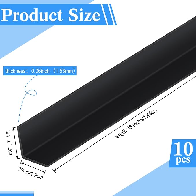Sasylvia 10 Pcs Wall Corner Protector Guards, Black Vinyl 3/4 x 36 Inch Corner Trim Molding, Avoid Scratching Scuffs, Ease Install and Cleaning for Door Countertop Furniture Cabinet Protection - Image 2