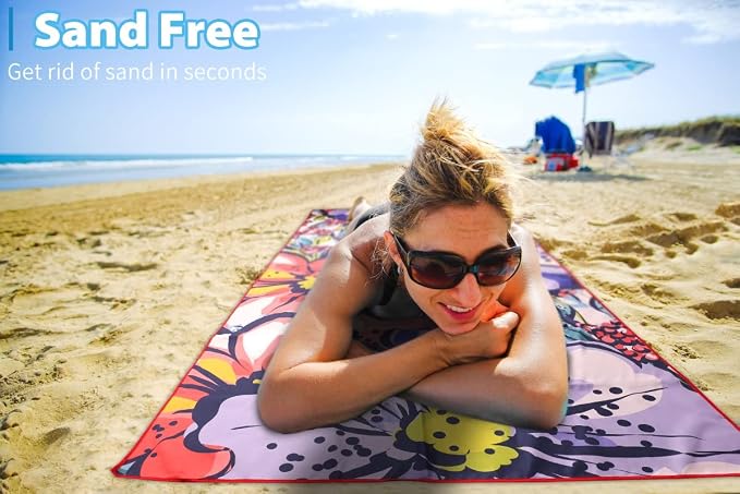 2 Pack Microfiber Oversized Lightweight Beach Towel 71"x32" XL Extra Large Thin Sand Free Towels Travel Swim Pool Yoga Gym Camping for Adults Women Men Beach Essentials Accessories Vacation Gift - Image 4