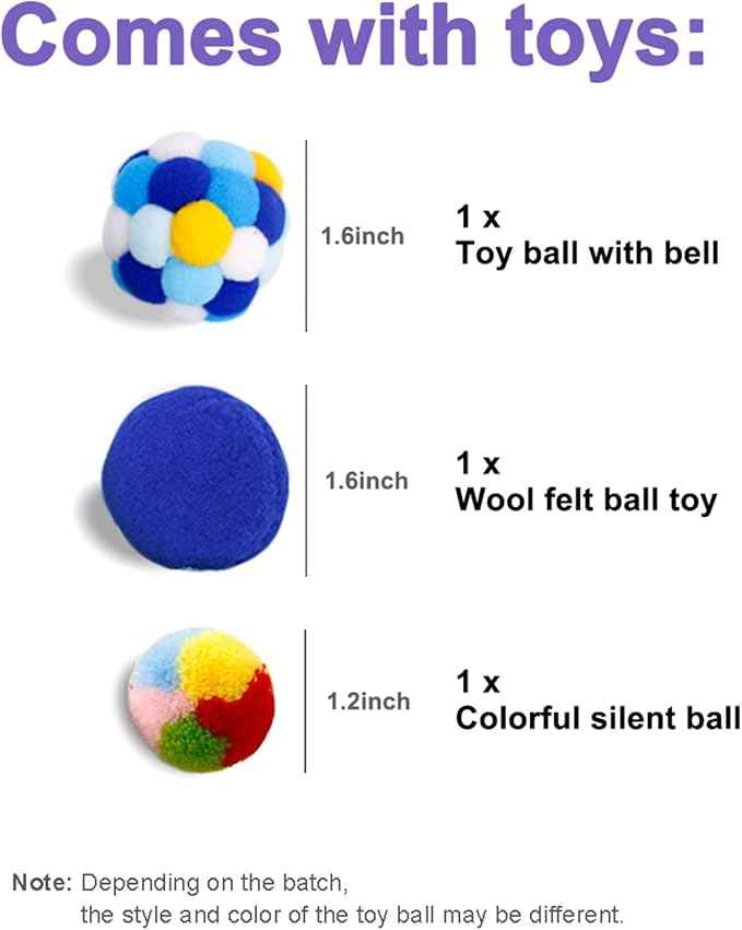Cat Tunnel Bed for Indoor Cats with 3 Toys, Scratch Resistant Detachable and Washable Large Donut Cat Bed, Available in All Seasons (Purple, L(24x24x11)) - Image 5