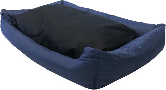 Tough Durable Oxford Waterproof Fabric Covered 2-Piece Polyester Filling Pillow Pet Bed for Small to Extra Large Dog (54x37 inches, Navy) - Image 2