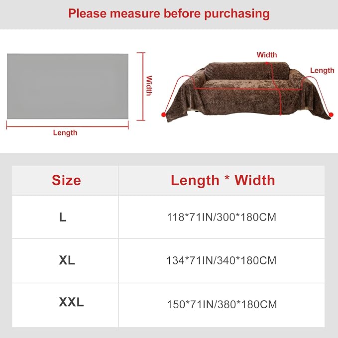 Chocolate Brown Soft Thick Chenille Couch Cover XL 71x134’’ | for All Shape Sofa Couch Sofa-Bed Slub Furniture Protector Machine Washable, Solid Brown Sofa Slipcover for Dog Pet Kid - Image 2