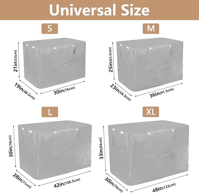 Dark Gray Windproof Dog Crate Covers Easy to Install Dog Kennel Cover with Mesh Windows Large - Image 3