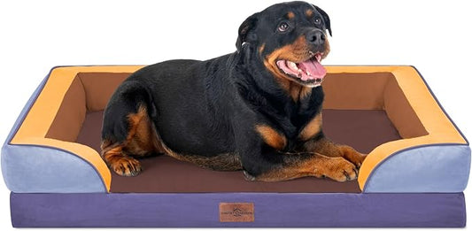 Comfort Expression Orthopedic Dog Bed for Extra Large Dogs with Bolster | Waterproof Dog Couch Bed with Washable Cover & Non-Slip Bottom, Supportive Egg Crate Foam XL Pet Bed, 45x35 Inch by ComfortExpression
