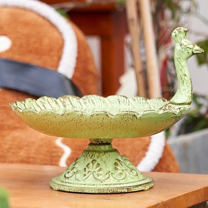 HOUYANG Cast Iron Bird Baths for Outdoors,Metal Bird Feeder,Garden Yard Table Decor | Heavy-duty material suitable for all seasons; also ideal for storing fruit, snacks, and small items indoors. - Image 4
