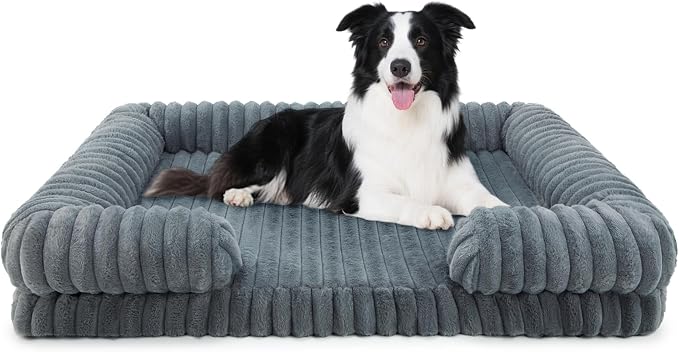 Orthopedic Dog Bed for Large Sized Dog, Washable Waterproof 25D Egg Crate Foam Dog Beds with C-Shape Bolster Support, Large Pet Bed for Senior Dogs with Removable Cover and Non-Slip Bottom by Unknown