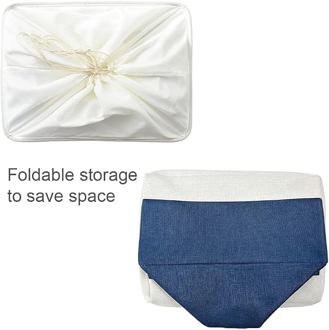 TheWarmHome Collapsible Storage Bin for Shelves - Large 3 Pack 16x12x8 inch Storage Basket for Organizing with Handles, Canves Storage Box for Organizer Toy Closet Cloth Gift (White & Jean Blue) - Image 6
