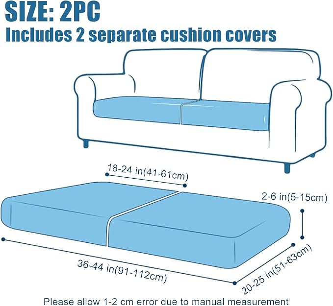 Smiry Waterproof Couch Cushion Covers, Non Slip Seat Cushion Covers | Stretch Jacquard Sectional Sofa Slipcover, Washable Elastic Furniture Protector for Pets, Kid, 2 Pieces, Camel - Image 6