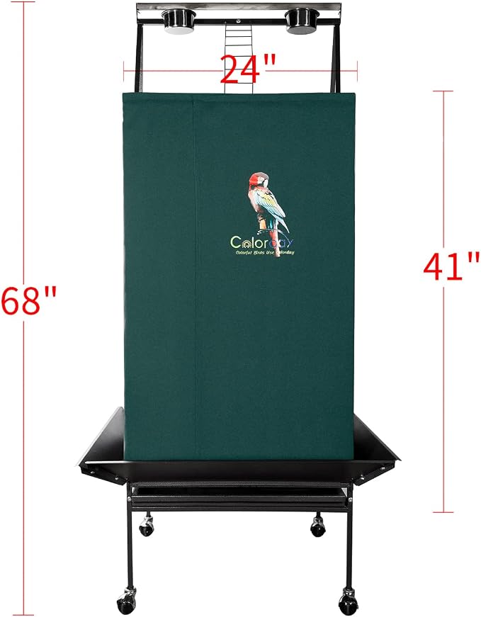 Colorday Good Night Bird Cage Cover for Large Bird Cage with Play Top (Patented), Green 68" - Image 5