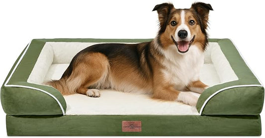 Comfort Expression Orthopedic Dog Beds for Large Sized Dog with Bolster | Waterproof Dog Couch Bed with Washable Cover & Non-Slip Bottom, Supportive Egg Crate Foam Large Pet Bed, 38x25 Inch by ComfortExpression