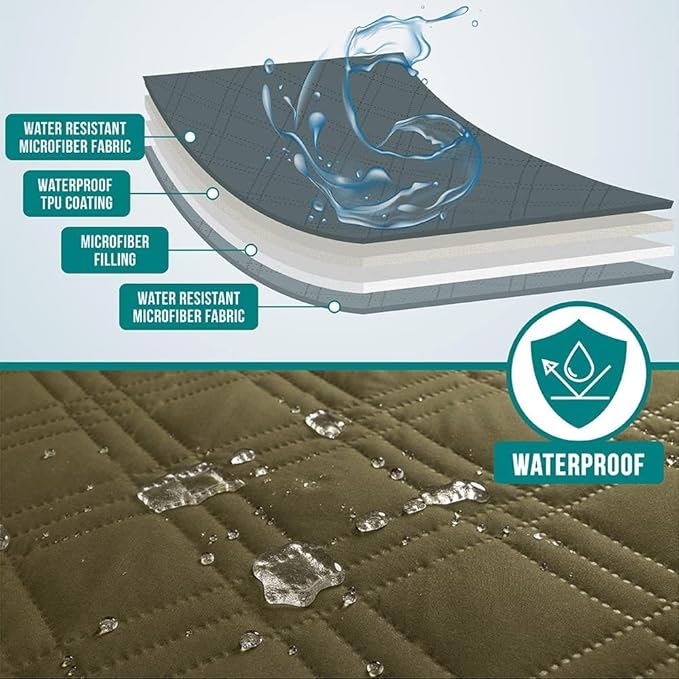 PetAmi Waterproof Couch Cover for Dogs, Non-Slip Leakproof Sofa Furniture Protector for Pet Cat, Machine Washable Bed Blanket for Car Seat, 30x70 Green - Image 3