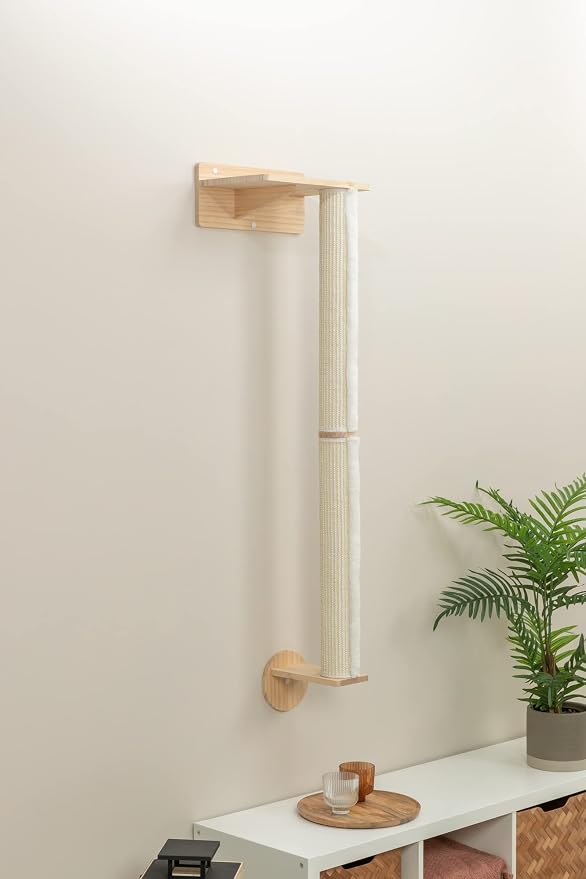 TRIXIE Wall Set 1, Indoor Wall Mounted Cat Scratching Post for Elevated Fun, Climb to Perch, Jumping Platform, Natural - Image 3