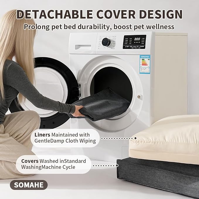 SOMAHE Waterproof Orthopedic Dog Bed, Washable, X-Large 47x35x4 Dark Gray | Indoor/Outdoor Ready: wide waterproof Oxford bed with TPU liner and 45D support for big dogs, SUV, patio, porch. - Image 6