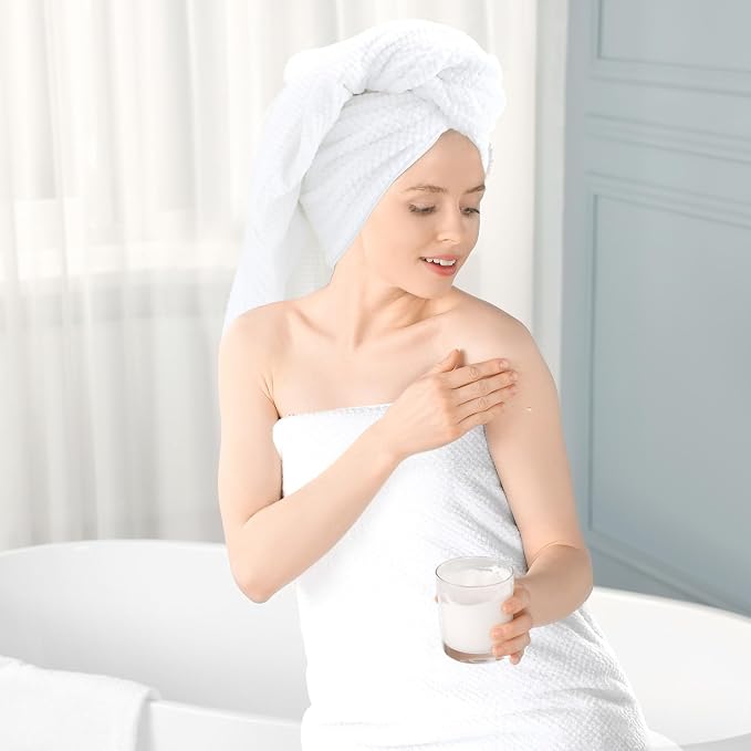 SmoothNovelty 16 Pack Microfiber Bath Towels Bulk 27'' x 60'' Oversized Size Bath Towel Highly Absorbent Extra Large Soft Drying for Beach Shower Summer Salon Sport Gym Party (Lattice,White) - Image 4