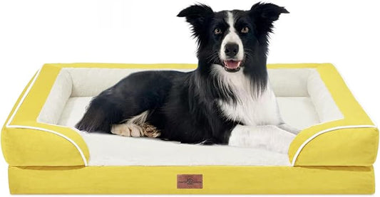 Comfort Expression Orthopedic Dog Beds for Large Sized Dog with Bolster | Waterproof Dog Couch Bed with Washable Cover & Non-Slip Bottom, Supportive Egg Crate Foam Large Pet Bed, 36x27 Inch by ComfortExpression