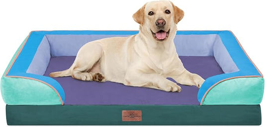Comfort Expression Orthopedic Dog Bed for Extra Large Dogs with Bolster | Waterproof Dog Couch Bed with Washable Cover & Non-Slip Bottom, Supportive Egg Crate Foam XL Pet Bed, 42x30 Inch by ComfortExpression