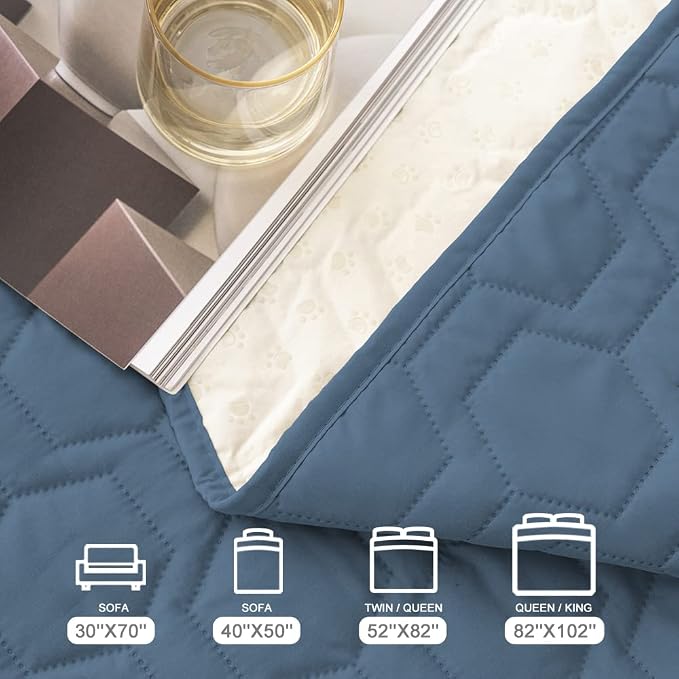 Tcksstex Waterproof and Non-Slip Dog Bed Cover and Pet Blanket Sofa Pet Bed Mat ，car Incontinence Mattress Protectors Furniture Couch Cover for Most Cats Dogs,Pets（82x102- Navy Blue） - Image 6