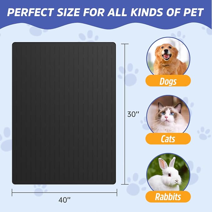 Large Dog Mats for Food and Water, 40"x30" Waterproof Pet Food Mats for Floor Nonslip Silicone Bowl Mats with Raised Edges - Image 2