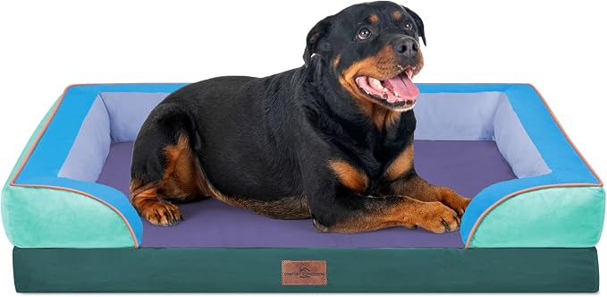 Comfort Expression Orthopedic Dog Bed for Extra Large Dogs with Bolster | Waterproof Dog Couch Bed with Washable Cover & Non-Slip Bottom, Supportive Egg Crate Foam XL Pet Bed, 45x35 Inch - Image 8