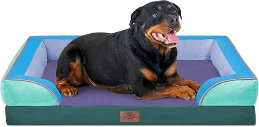 Comfort Expression Orthopedic Dog Bed for Extra Large Dogs with Bolster | Waterproof Dog Couch Bed with Washable Cover & Non-Slip Bottom, Supportive Egg Crate Foam XL Pet Bed, 45x35 Inch by ComfortExpression