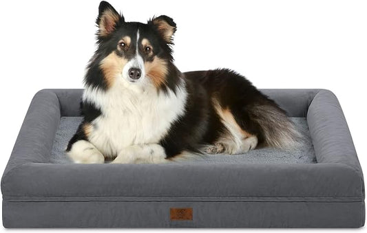 Orthopedic Dog Bed Waterproof Pet Sofa for Large Sized Dogs | 360 Degree Bolster Support, Egg Crate Foam, Waterproof Liner, Non-Slip Bottom, Machine Washable Cover, 36 x 27 Inch by Yiruka