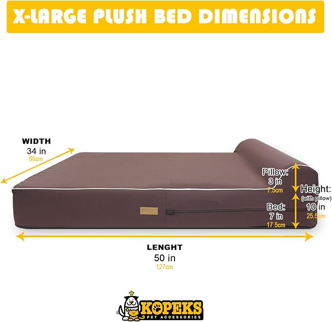 Dog Bed Chew Proof Replacement Cover for KOPEKS Memory Foam Beds - Brown - Extra Large (Jumbo Size), (KPS-1113) - Image 6