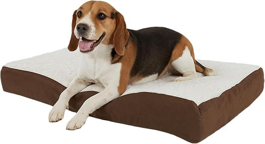 Orthopedic Dog Bed - 2-Layer Memory Foam Dog Bed with Machine Washable Sherpa Cover - 30x20.5 Mattress for Medium Dogs up to 45lbs by PETMAKER (Brown) by PETMAKER