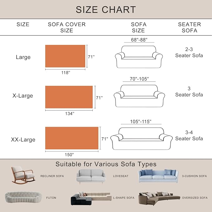 ROOMLIFE Thicked Striped Couch Cover with Tassel Khaki Chenille Sofa Cover Blanket for Sectional Sofa, Soft Sofa Slipcovers for L Shaped Love Seat 2-3 Cushion Couch Anti Slip Sofa Protector, 71"x118" | Sofa Cover Blanket for Sectional Sofa, Soft Sofa S... - Image 7