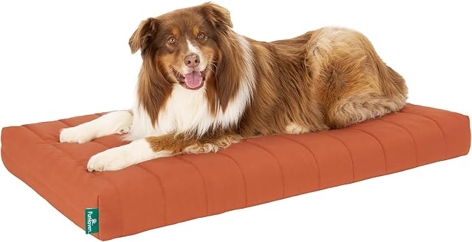 Furhaven Orthopedic Dog Bed – Puffy Quilted Foam Mattress with Removable Washable Cover, Soft & Supportive for Kennels & Crates - X-Large, Rust by FurHaven