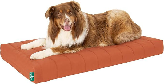 Furhaven Orthopedic Dog Bed – Puffy Quilted Foam Mattress with Removable Washable Cover, Soft & Supportive for Kennels & Crates - X-Large, Rust by FurHaven