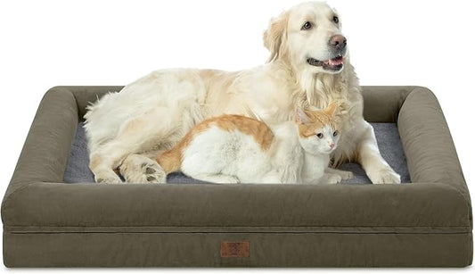 XL Orthopedic Dog Bed Waterproof for Extra Large Size Dogs | 360 Degree Bolster Support, Egg Crate Foam, Waterproof Liner, Non-Slip Bottom, Machine Washable Cover, 41 x 29 Inch by Yiruka