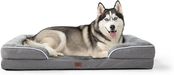 EGOHOME Orthopedic Dog Bed with Sides for Large Dogs 41x27x6.5in Grey | Water Resistant Egg Crate Foam Dog Couch with Removable Washable Cover & Non-Slip Bottom, Comfort Support Pet Sofa by Unknown