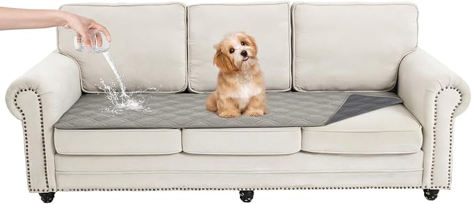 100% Waterproof Dog Bed Cover Pet Blanket(30"x71"),7-Layer Reversible Washable Sofa Couch for Furniture Car (Light Gray+Gray) by Unknown