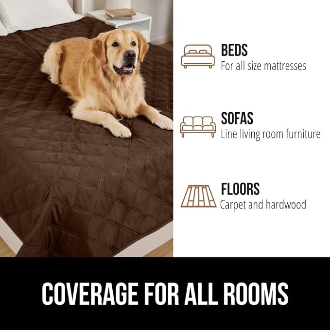 GORILLA GRIP® Waterproof Dog Blanket, 82x52, Leakproof Couch Cover for Dogs, Silicone Grip Backing, Protects Sofa, Sectional, Bed, Crate, Car & RV, Tear-Resistant Washable Senior Pet Blanket, Brown - Image 8