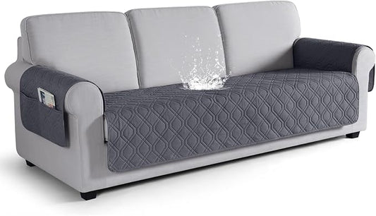 VANSOFY Waterproof Couch Cover for Pets, Dark Gray, 72.4" | Non-Slip, Washable, Utility Pockets, Pet Friendly, Furniture Protector Slipcover for 3 Cushion Plus Couch by VANSOFYFURNITURECOVERS